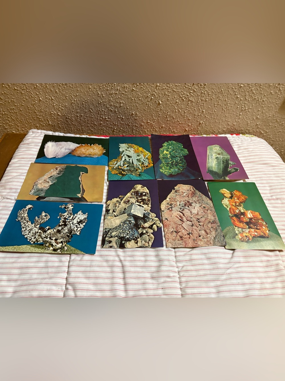 Vintage Mineral Art Post Card Set - Colorful Gemstone Collage